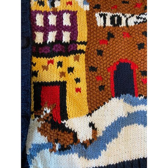 Vtg Birch Bros Holiday Christmas Sweater Cardigan Women's Multi-Color Graphic M - Picture 9 of 12